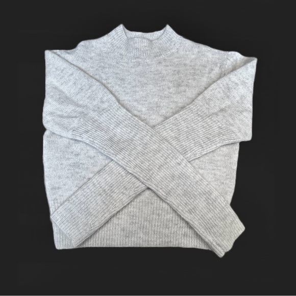 NWT Madewell Alpaca-Blend Mockneck Puff Sleeve Sweater in Light Heather Gray XXS - Picture 12 of 16